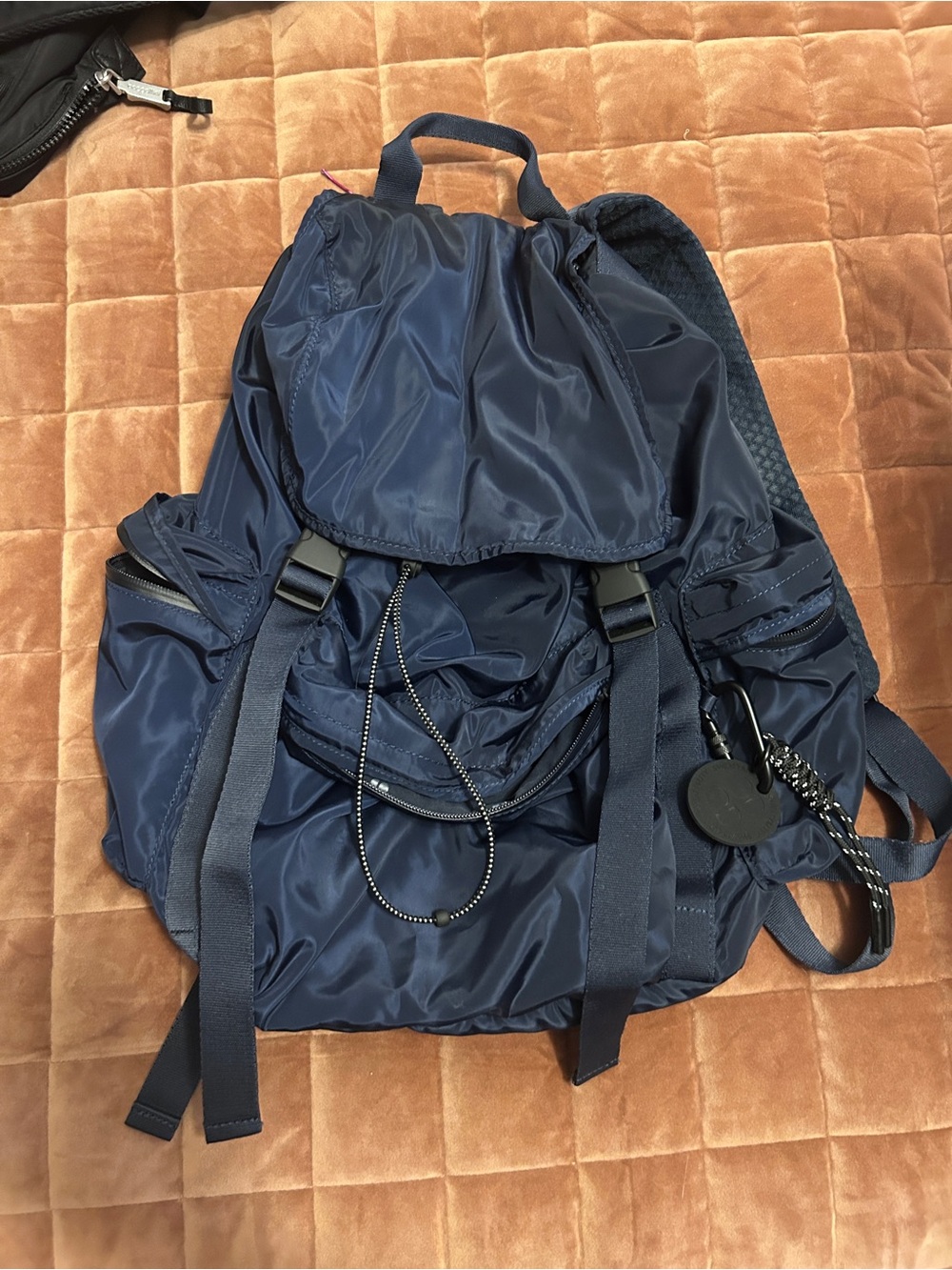 Sweaty Betty Navy Drawstring Nylon Backpack
